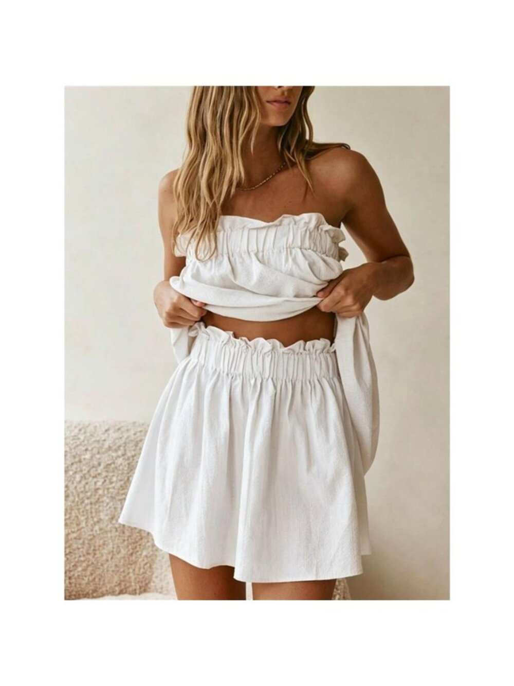 Full Size Strapless Top and High-Waisted Skirt Set Plus Size